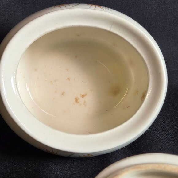 Vintage Arabia Sugar Bowl w Lid Finland Vintage Orange Poppy Red Yellow Suomi 3" - Picture 6 of 11